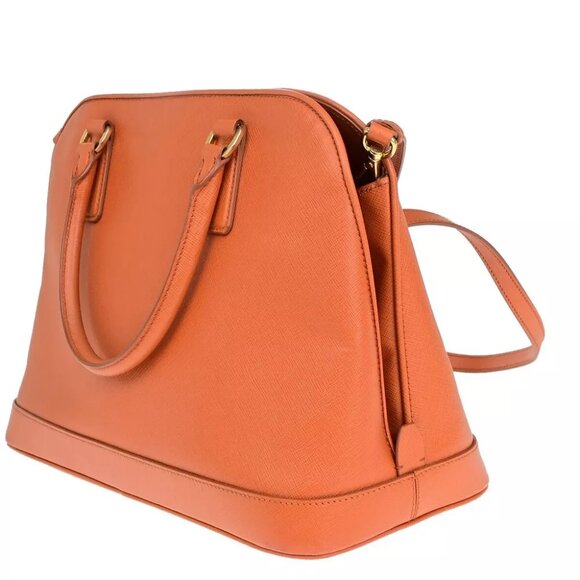 PRADA MILANO 2Way Shoulder Hand Bag Saffiano Leather Orange Gold Italy 99EB493 - Picture 4 of 15